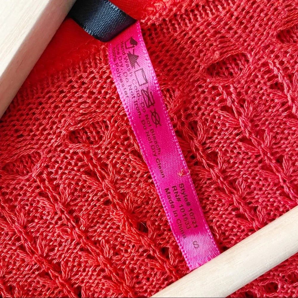 Red Crochet Henley Neckline Bodysuit
